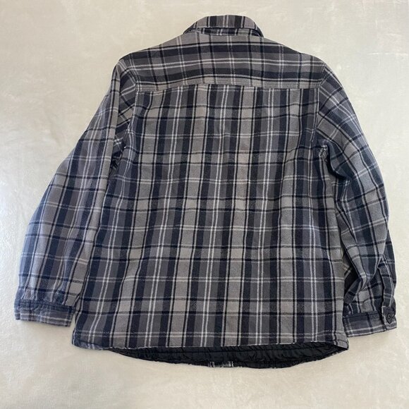 Merona Mens Lined Plaid Gray Flannel Size L Quilted Shirt Jacket Shacket - Picture 7 of 10